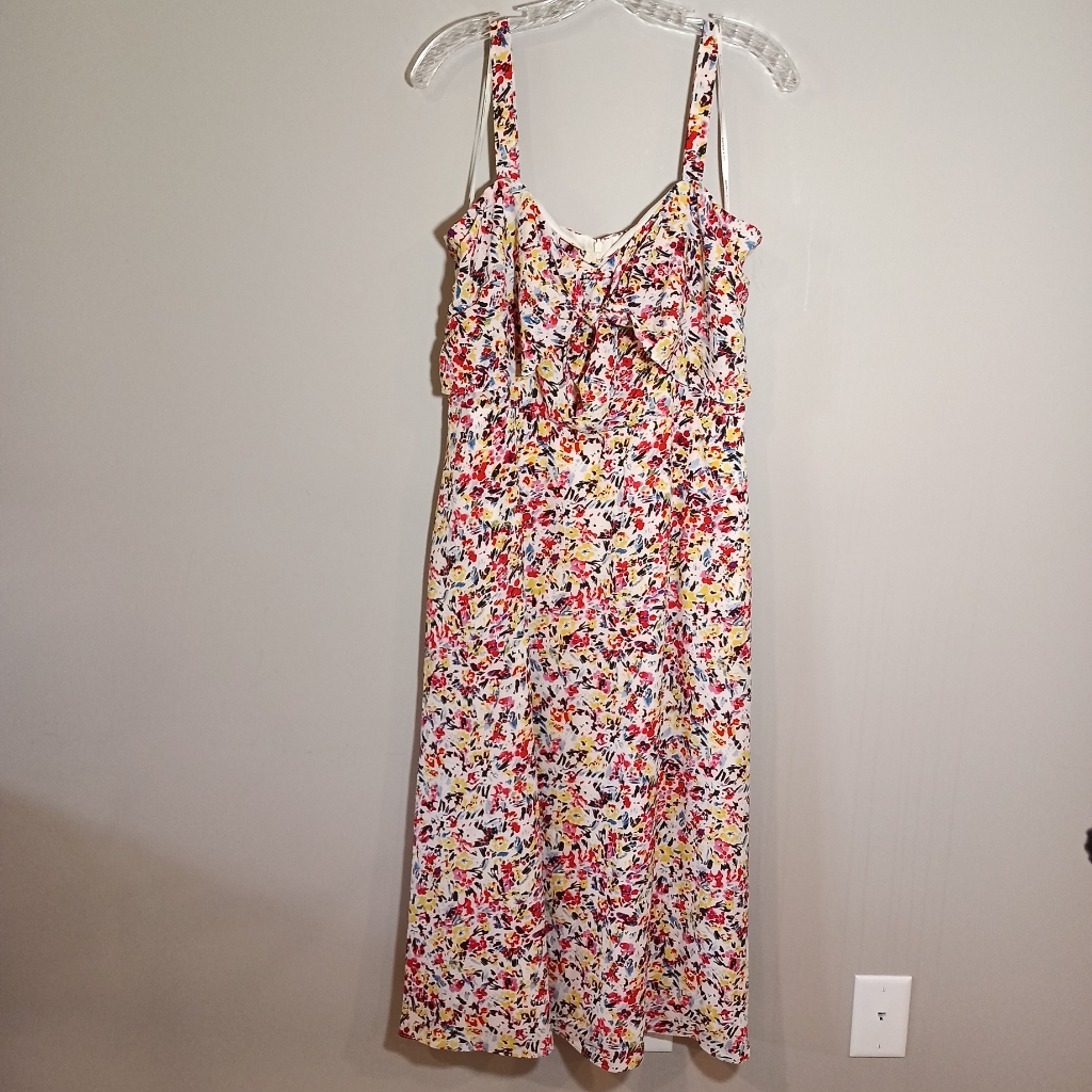 Julia Jordan Floral Front Tie Midi Dress Size 12 Multi Color Nwot